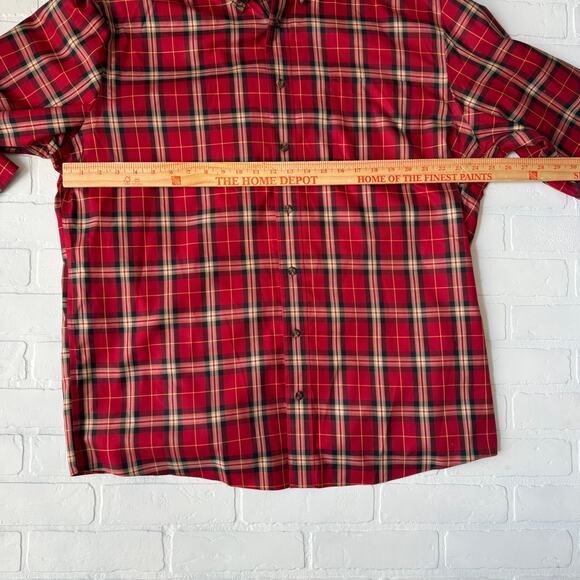 Cabela's Outfitter Series Men's Red Plaid 100% Cotton Long Sleeve XL Tall Shirt - Picture 5 of 7